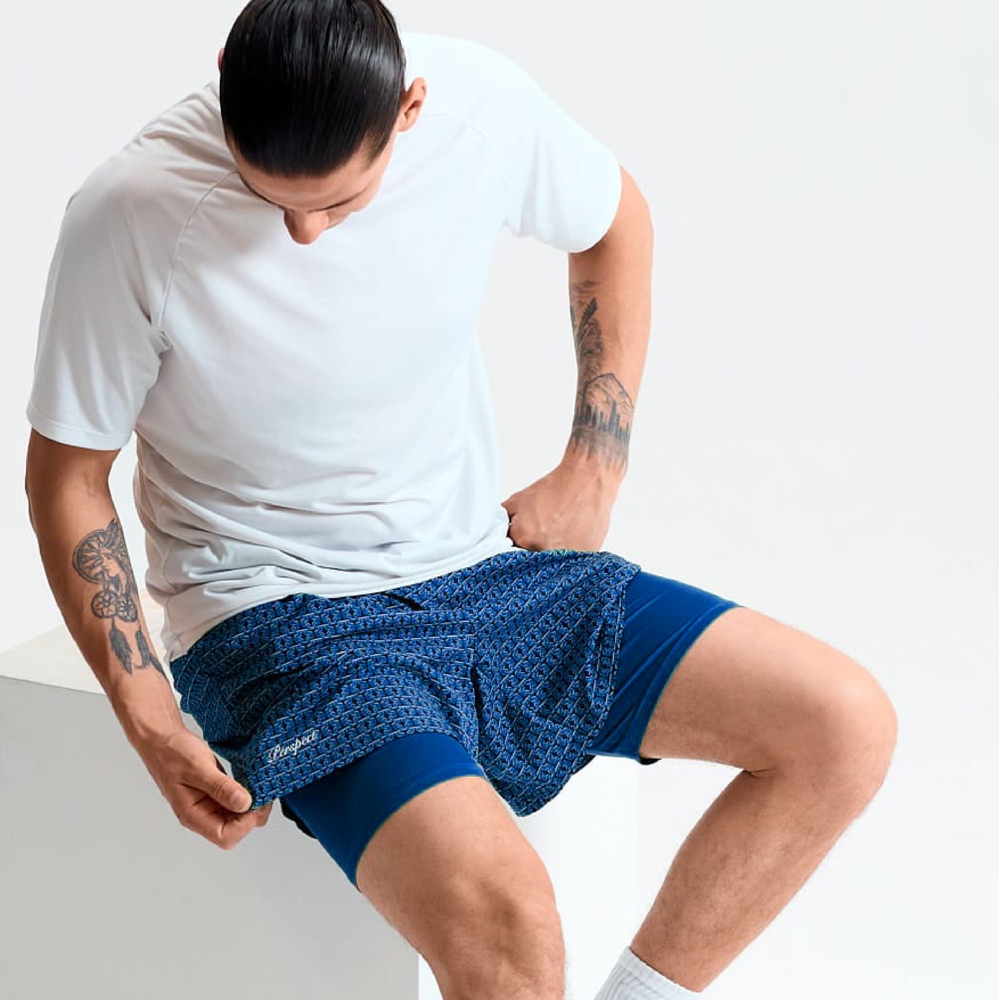 WaferStretch™️ Training Shorts | Sapphire Monogram
