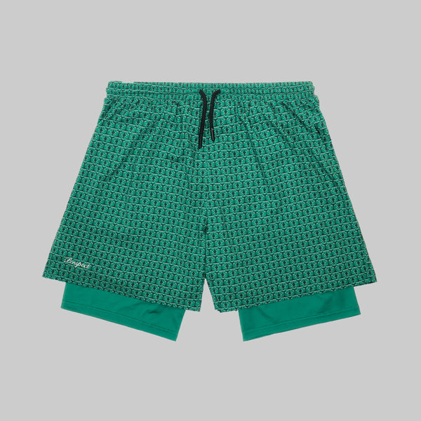 WaferStretch™️ Training Shorts | Emerald Monogram – Perspect