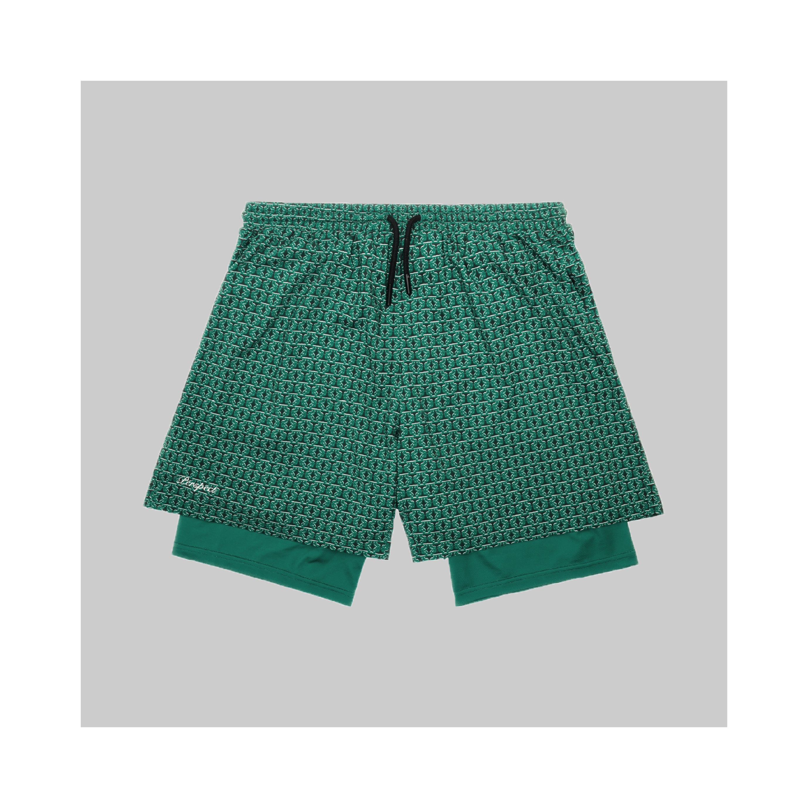 WaferStretch™️ Training Shorts | Emerald Monogram